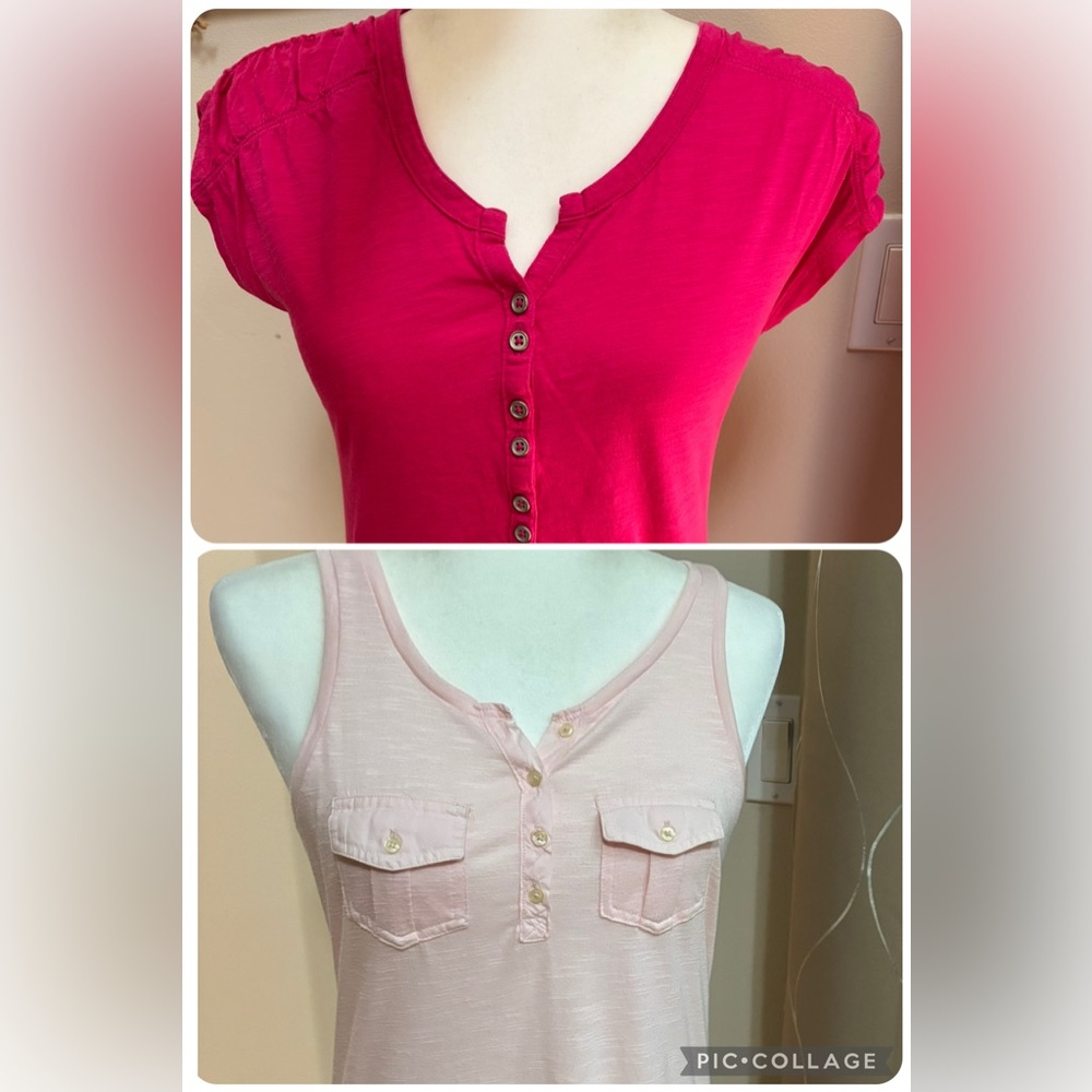 Lot of 2 Sonoma Pink Henley Tops size X-Small